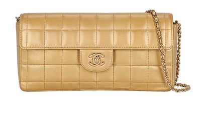 East West Chocolate Bar Flap Bag, front view